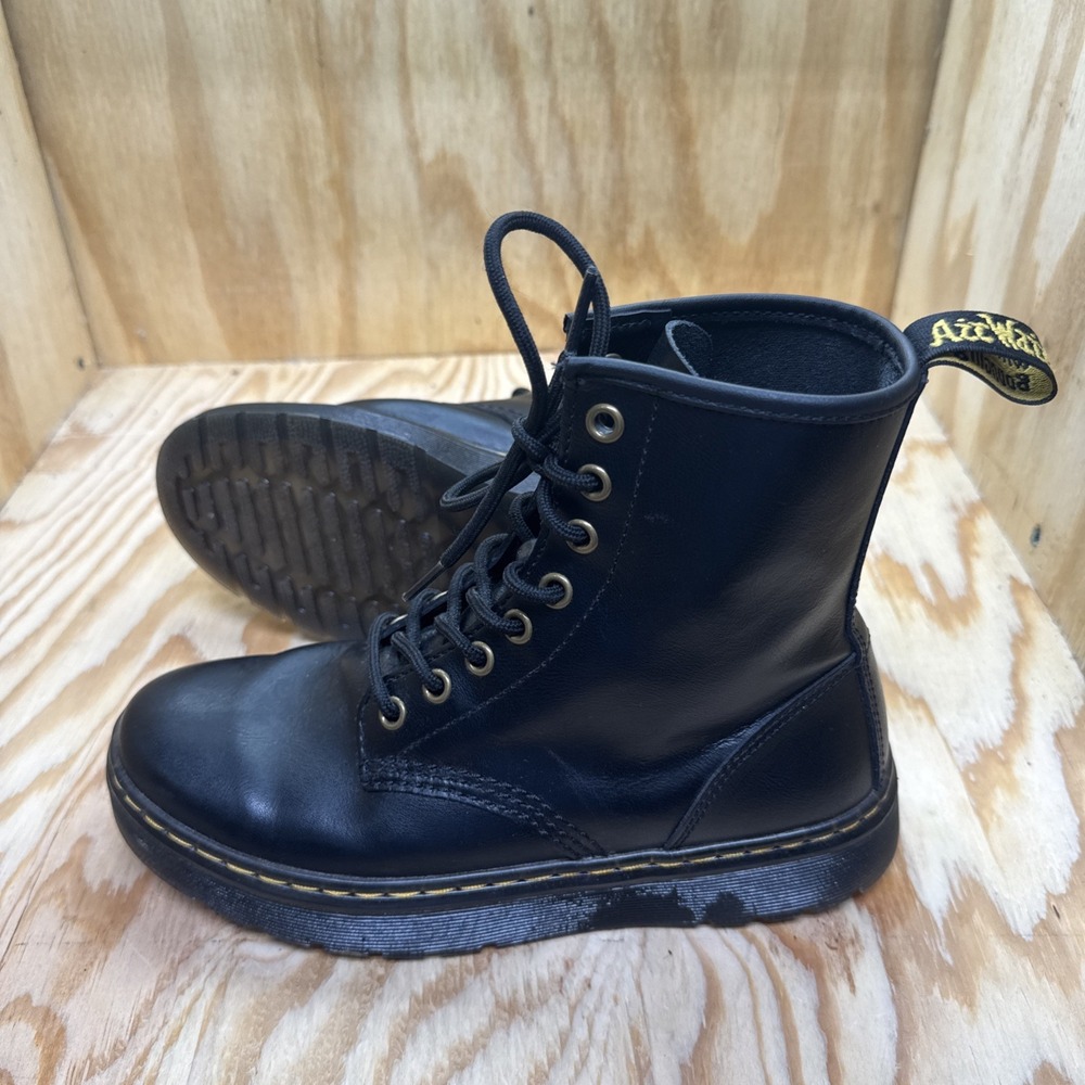 Dr. Martens Zavala Black Combat Boots Womens 6 Lace Up Leather Punk Goth Mens 5